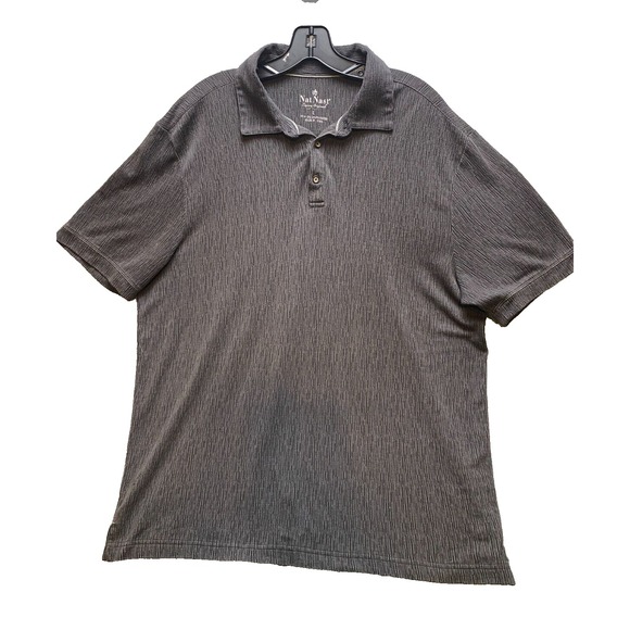Nat Nast Shirt Adult Large Charcoal Gray Textured Polo Collared Golf Preppy Mens - Picture 1 of 6
